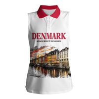 Denmark Kongeriget Heritage Women Sleeveless Polo Shirt Vintage Viking Ship And Nyhavn Scenic Illustration
