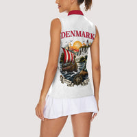 Denmark Kongeriget Heritage Women Sleeveless Polo Shirt Vintage Viking Ship And Nyhavn Scenic Illustration
