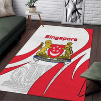 Singapore National Crest Area Rug with City Skyline and Lion Design