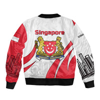 Singapore National Crest Bomber Jacket with City Skyline and Lion Design