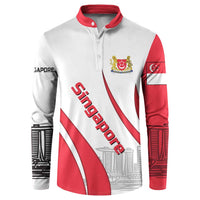 Singapore National Crest Button Sweatshirt with City Skyline and Lion Design
