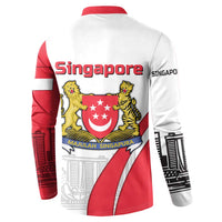 Singapore National Crest Button Sweatshirt with City Skyline and Lion Design