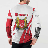 Singapore National Crest Button Sweatshirt with City Skyline and Lion Design