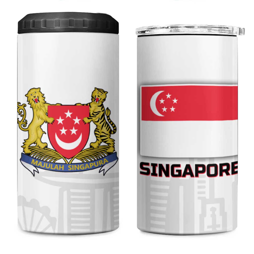 Singapore National Crest 4 in 1 Can Cooler Tumbler with City Skyline and Lion Design