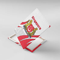 Singapore National Crest Canvas Wall Art with City Skyline and Lion Design