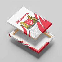 Singapore National Crest Canvas Wall Art with City Skyline and Lion Design