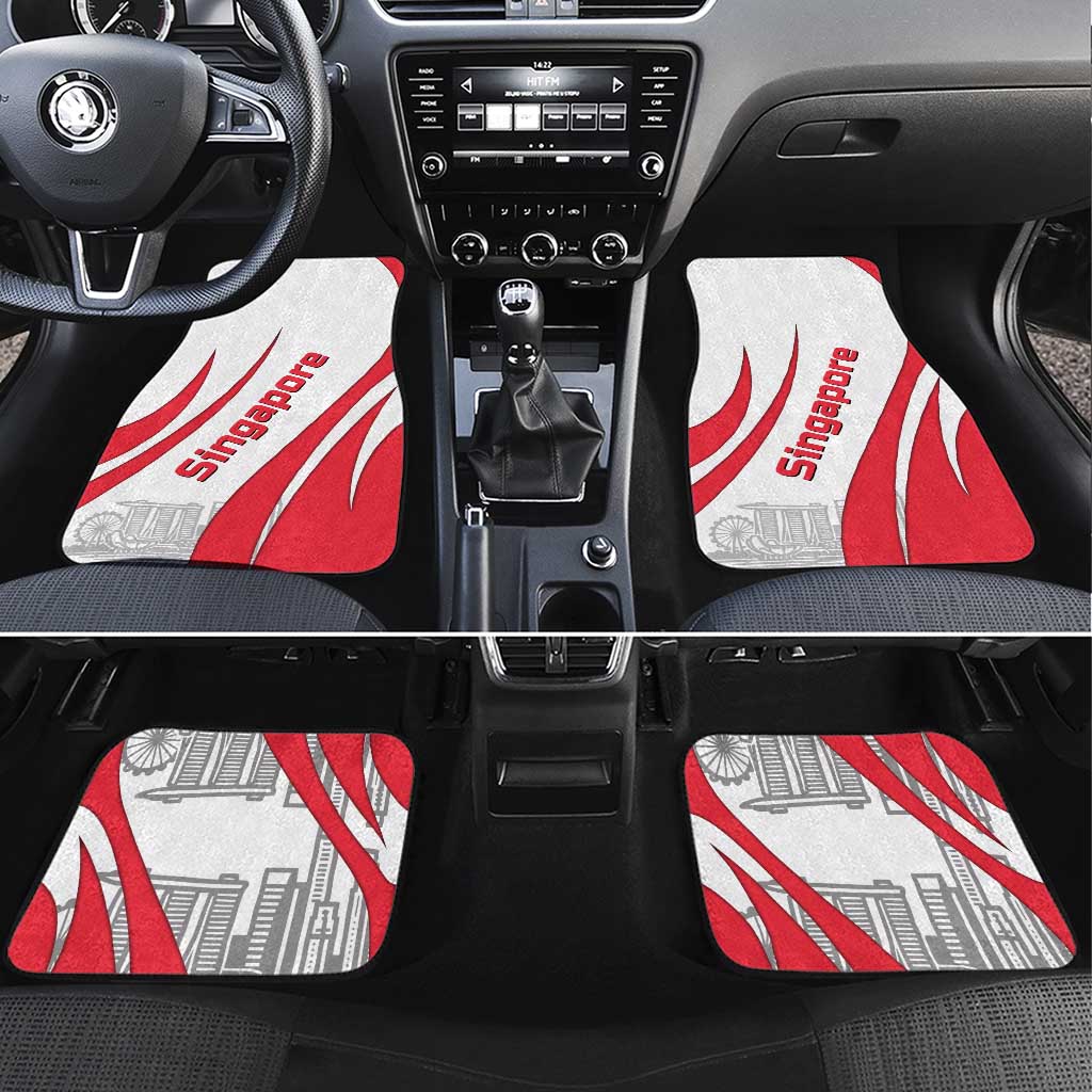 Singapore National Crest Car Mats with City Skyline and Lion Design