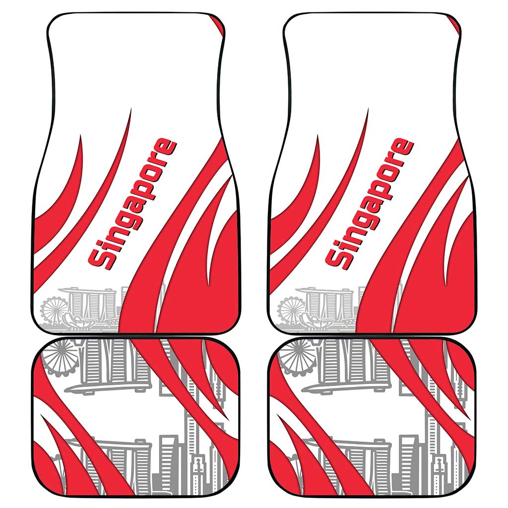 Singapore National Crest Car Mats with City Skyline and Lion Design