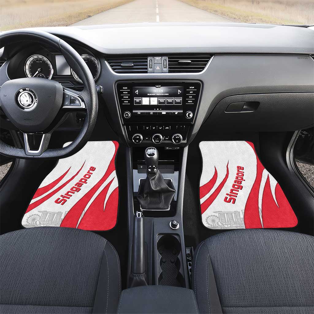 Singapore National Crest Car Mats with City Skyline and Lion Design