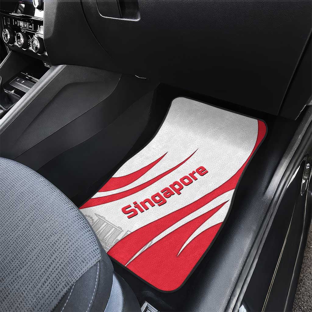 Singapore National Crest Car Mats with City Skyline and Lion Design