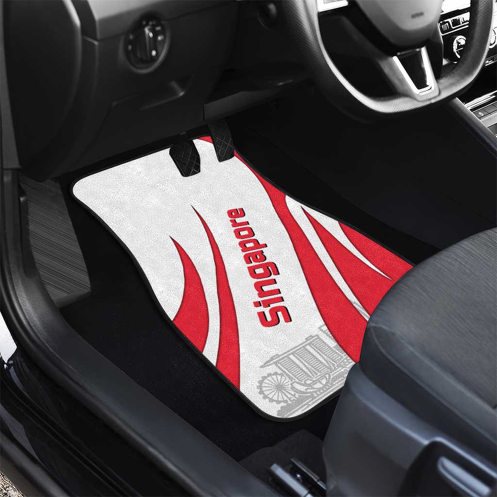 Singapore National Crest Car Mats with City Skyline and Lion Design
