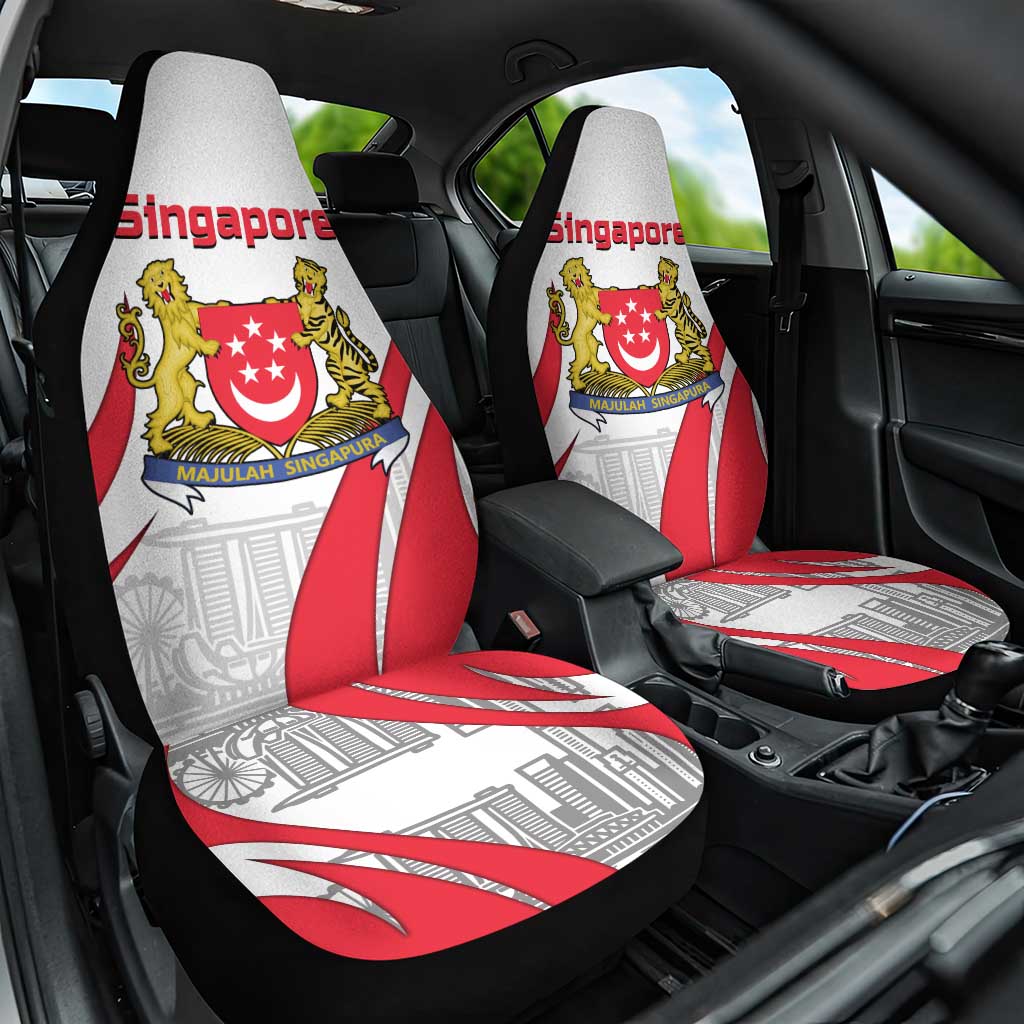 Singapore National Crest Car Seat Cover with City Skyline and Lion Design