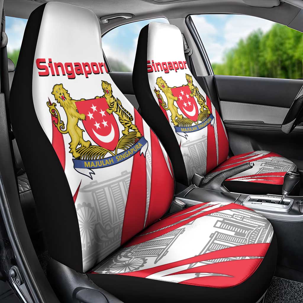 Singapore National Crest Car Seat Cover with City Skyline and Lion Design