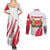 Singapore National Crest Couples Matching Summer Maxi Dress and Long Sleeve Button Shirt with City Skyline and Lion Design