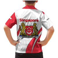 Singapore National Crest Family Matching Mermaid Dress and Hawaiian Shirt with City Skyline and Lion Design