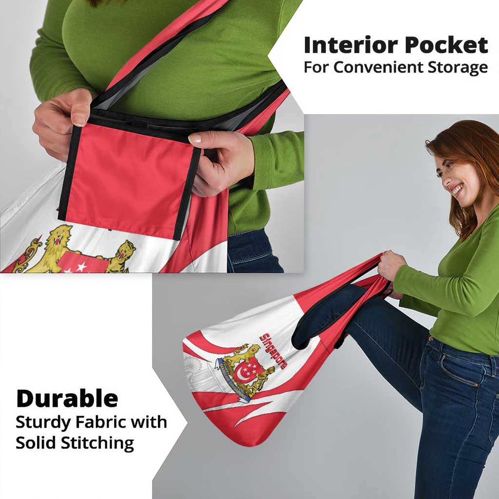 Singapore National Crest Grocery Bag with City Skyline and Lion Design