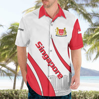 Singapore National Crest Hawaiian Shirt with City Skyline and Lion Design