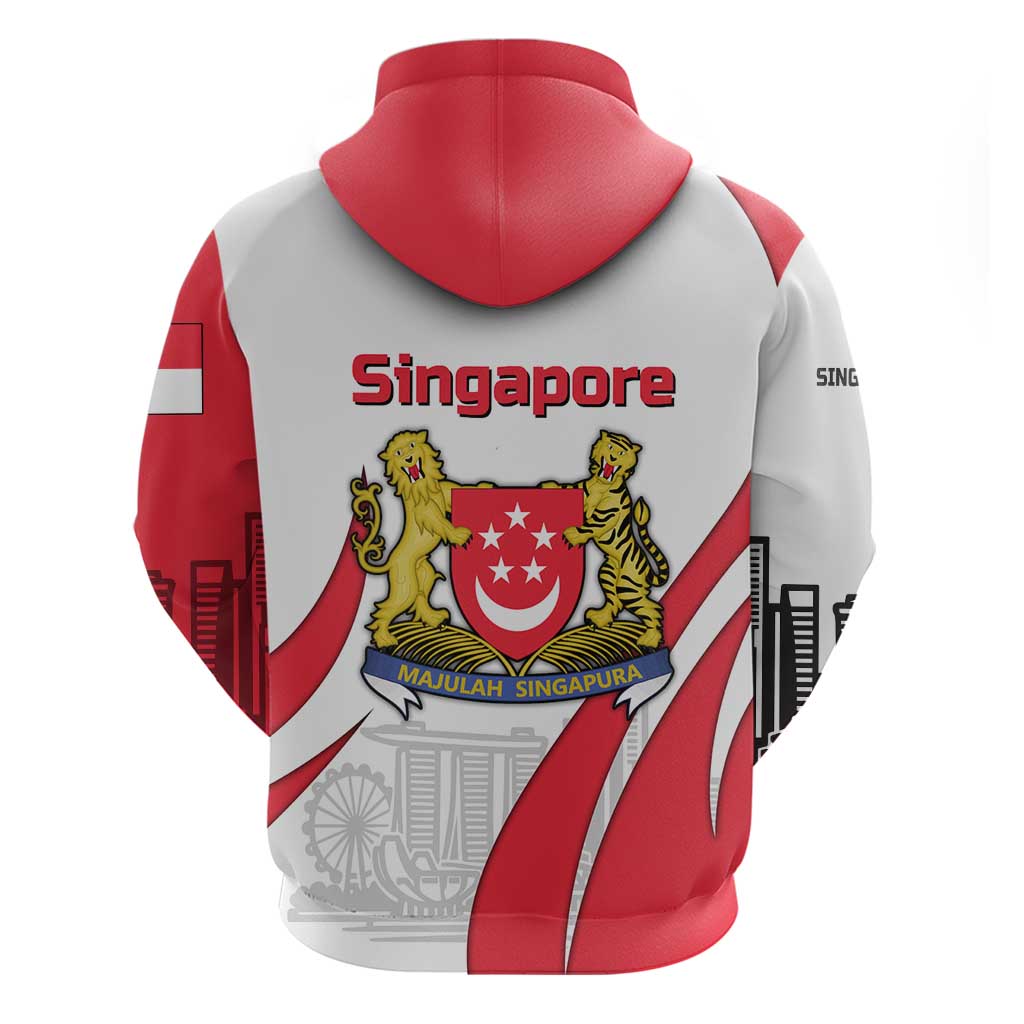 Singapore National Crest Hoodie with City Skyline and Lion Design