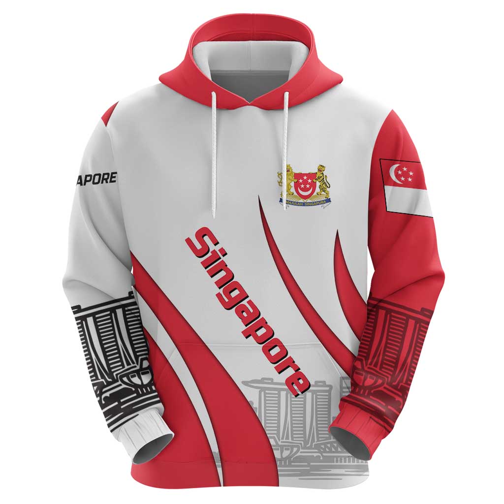 Singapore National Crest Hoodie with City Skyline and Lion Design