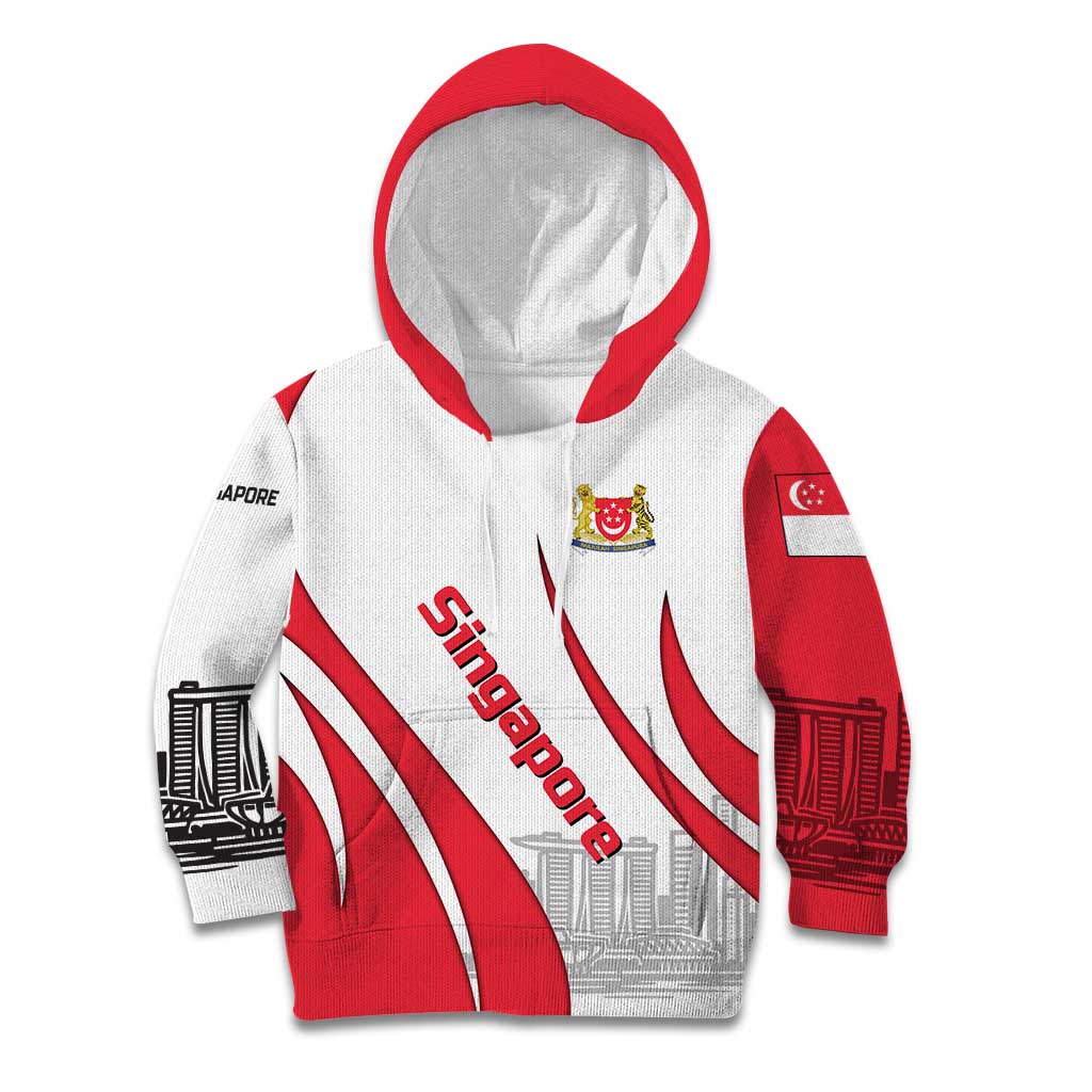 Singapore National Crest Kid Hoodie with City Skyline and Lion Design