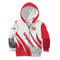 Singapore National Crest Kid Hoodie with City Skyline and Lion Design