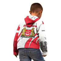 Singapore National Crest Kid Hoodie with City Skyline and Lion Design