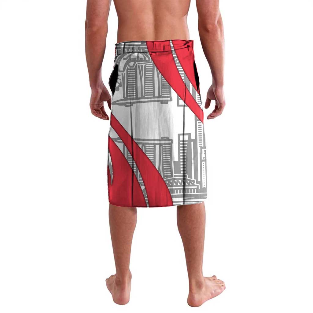 Singapore National Crest Lavalava with City Skyline and Lion Design