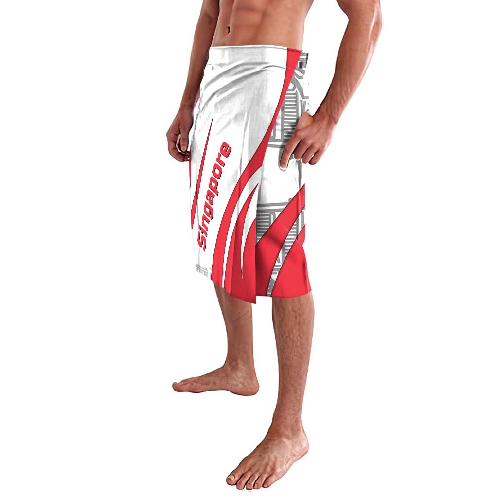 Singapore National Crest Lavalava with City Skyline and Lion Design