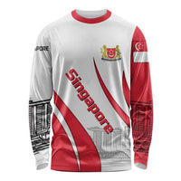 Singapore National Crest Long Sleeve Shirt with City Skyline and Lion Design