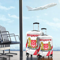Singapore National Crest Luggage Cover with City Skyline and Lion Design