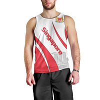 Singapore National Crest Men Tank Top with City Skyline and Lion Design