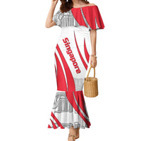 Singapore National Crest Mermaid Dress with City Skyline and Lion Design