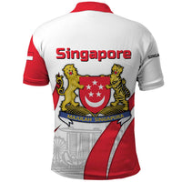 Singapore National Crest Polo Shirt with City Skyline and Lion Design