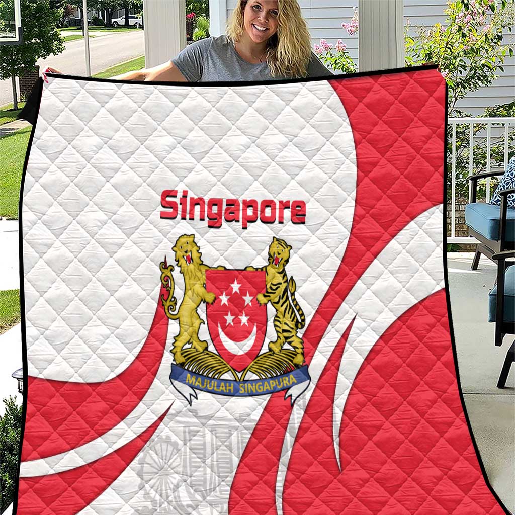 Singapore National Crest Quilt with City Skyline and Lion Design