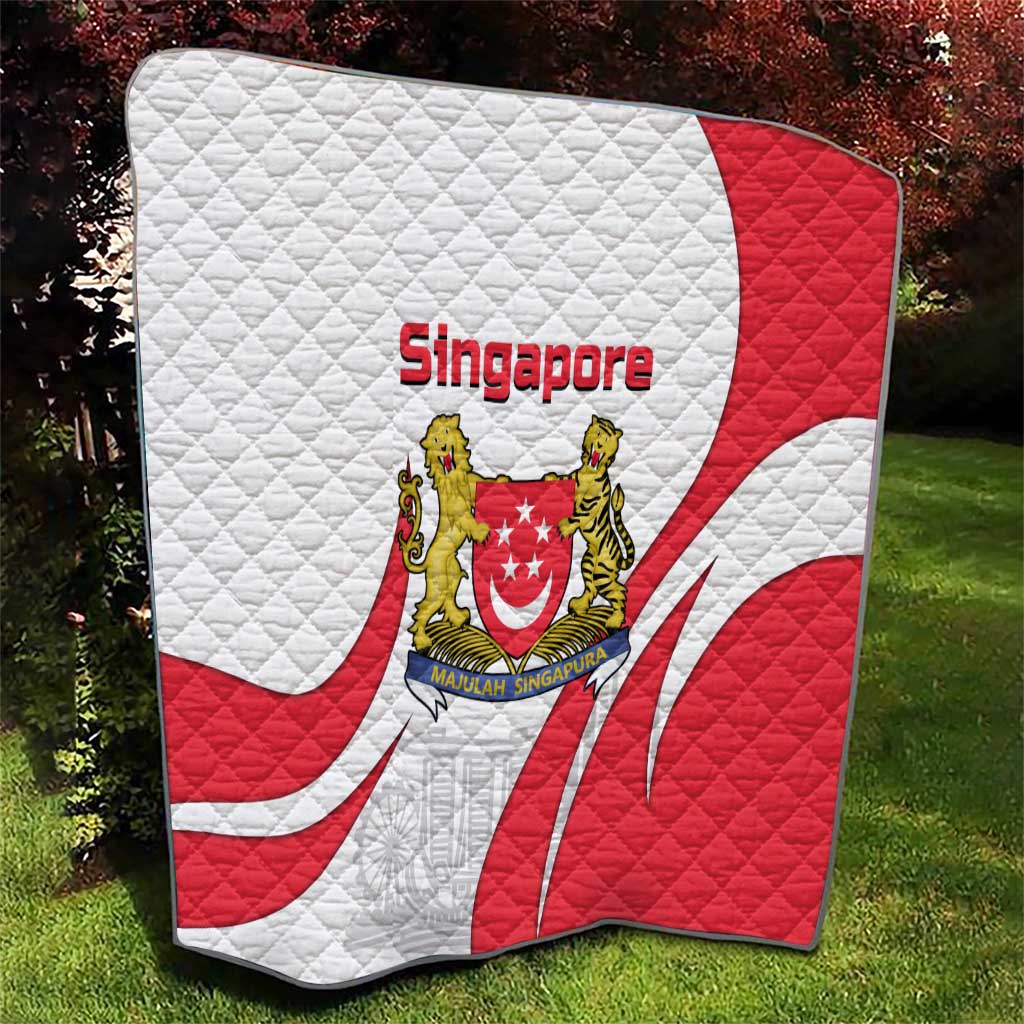 Singapore National Crest Quilt with City Skyline and Lion Design