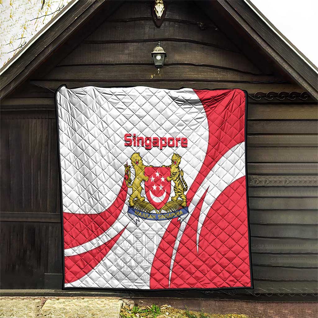 Singapore National Crest Quilt with City Skyline and Lion Design