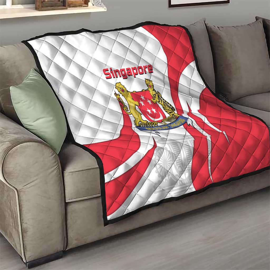 Singapore National Crest Quilt with City Skyline and Lion Design