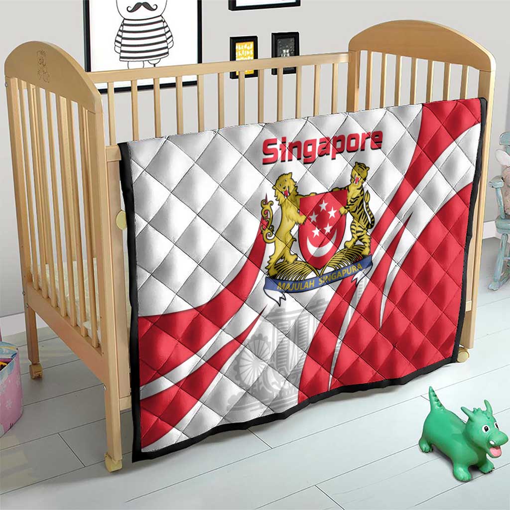 Singapore National Crest Quilt with City Skyline and Lion Design