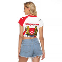Singapore National Crest Raglan Cropped T Shirt with City Skyline and Lion Design