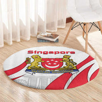 Singapore National Crest Round Carpet with City Skyline and Lion Design