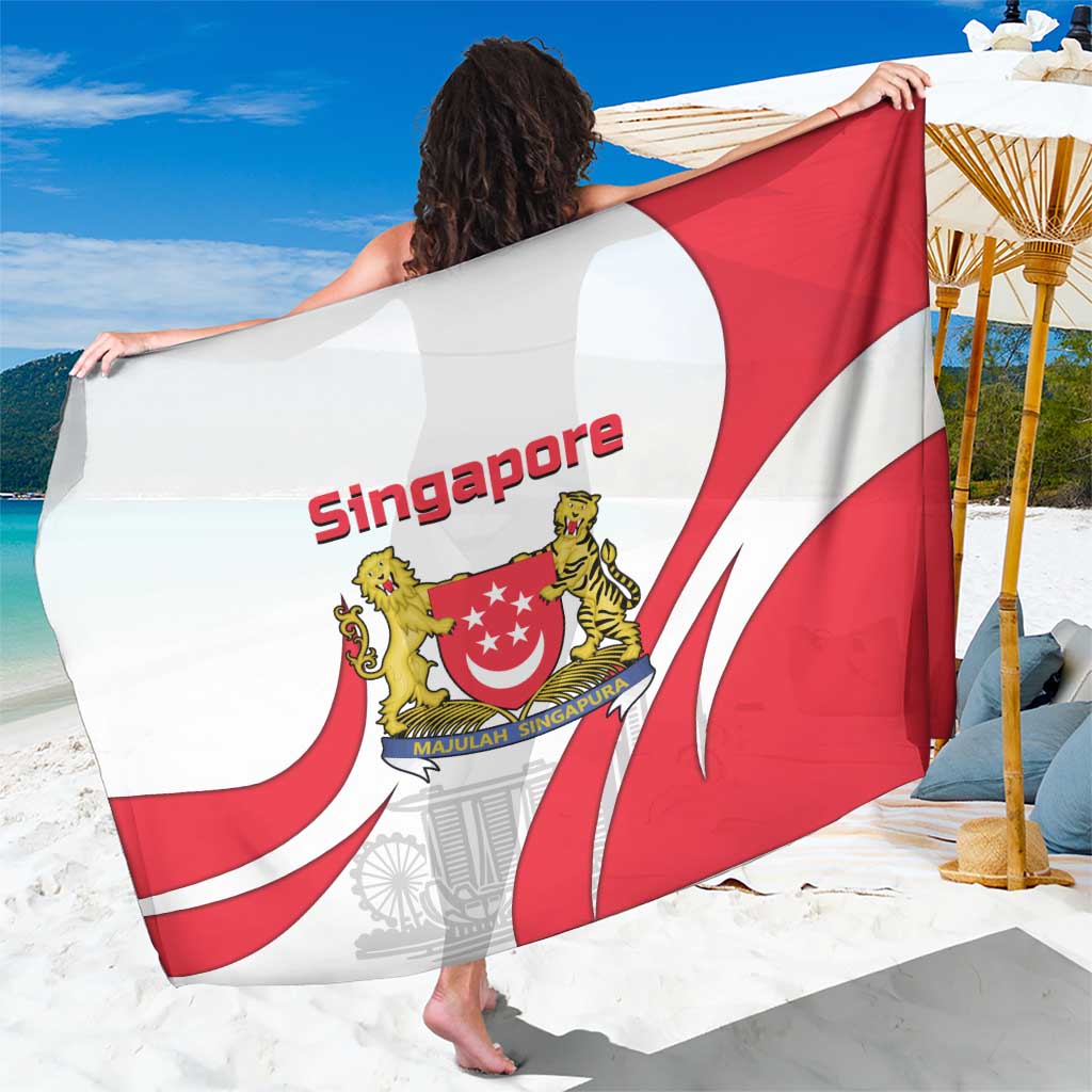 Singapore National Crest Sarong with City Skyline and Lion Design