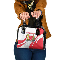 Singapore National Crest Shoulder Handbag with City Skyline and Lion Design
