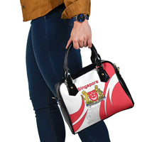 Singapore National Crest Shoulder Handbag with City Skyline and Lion Design