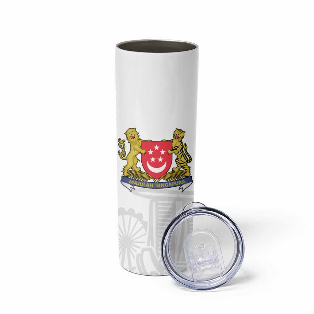 Singapore National Crest Skinny Tumbler with City Skyline and Lion Design