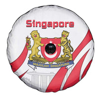 Singapore National Crest Spare Tire Cover with City Skyline and Lion Design