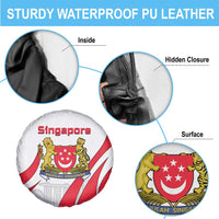 Singapore National Crest Spare Tire Cover with City Skyline and Lion Design