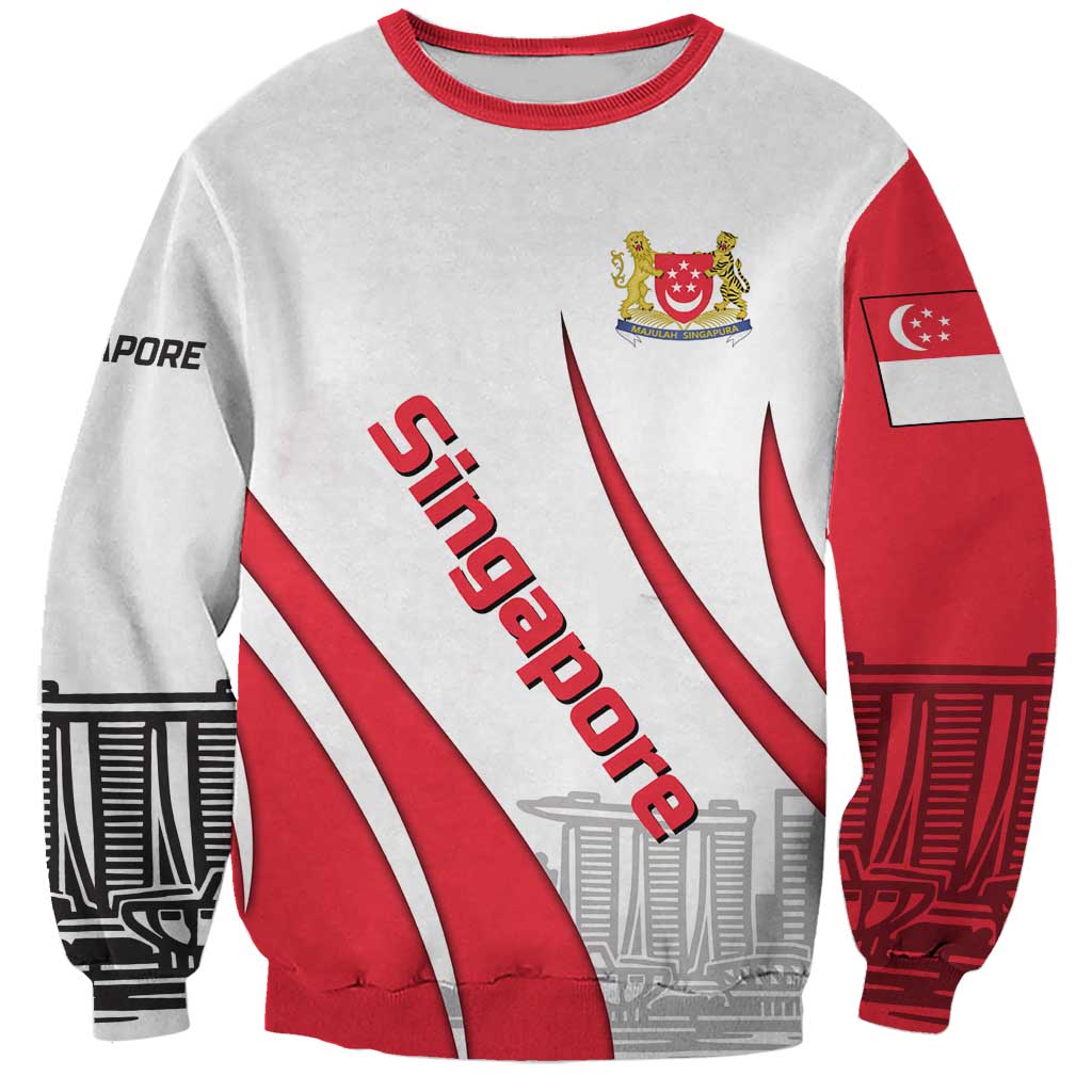 Singapore National Crest Sweatshirt with City Skyline and Lion Design