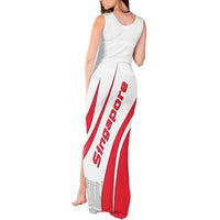 Singapore National Crest Tank Maxi Dress with City Skyline and Lion Design