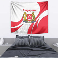 Singapore National Crest Tapestry with City Skyline and Lion Design