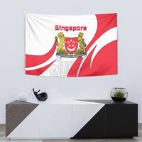 Singapore National Crest Tapestry with City Skyline and Lion Design